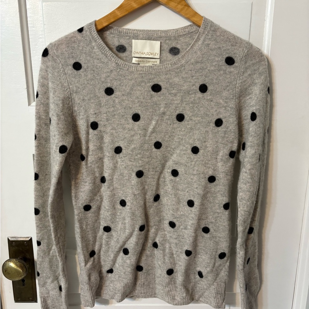 Cynthia Rowley 2-Play Cashmere Gray Polka Dot Sweater